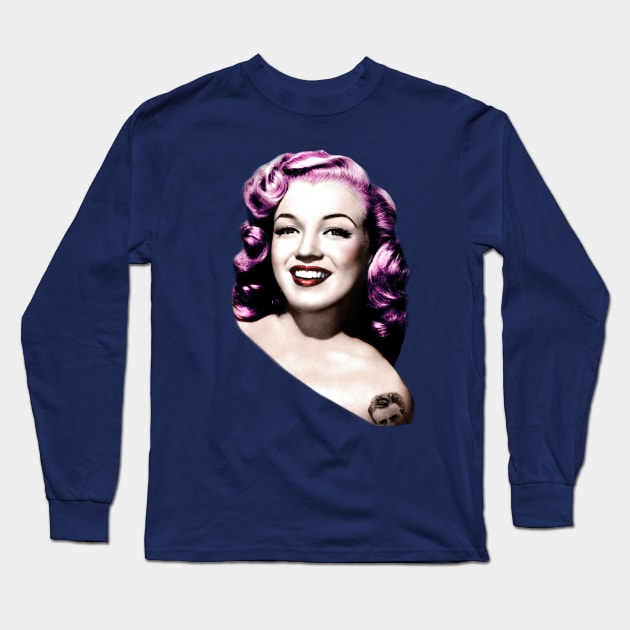 Rockabilly Marilyn Long Sleeve T-Shirt by tamsinlucie
